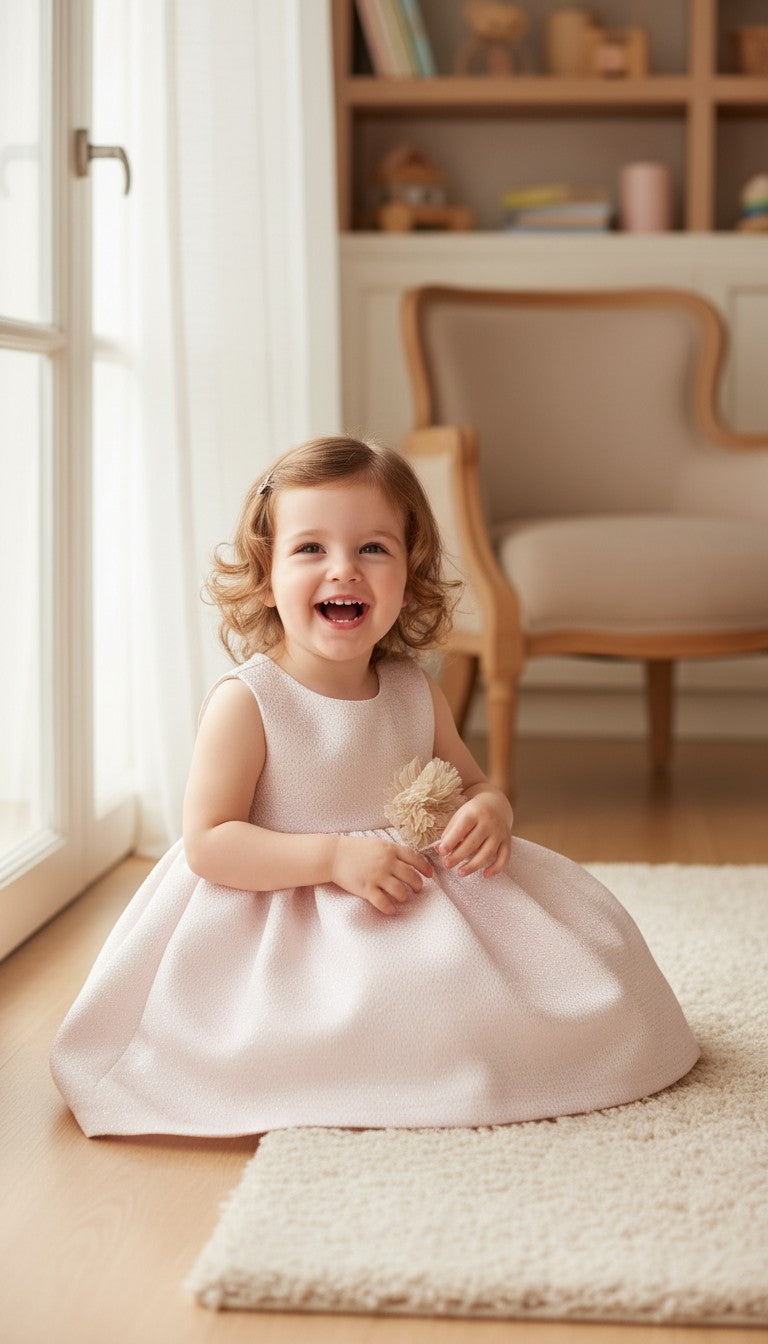Vestido rosita con hilito plateado