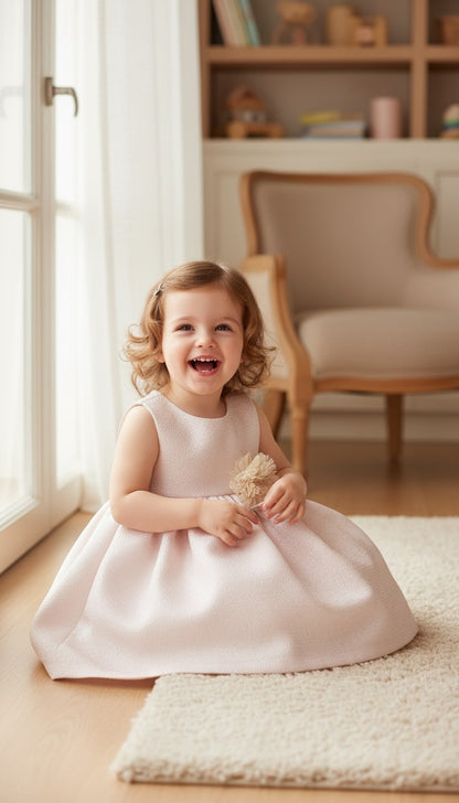 Vestido rosita con hilito plateado