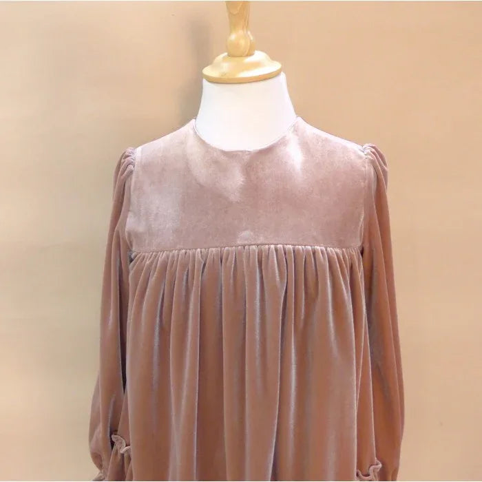 Vestido terciopelo rosa "Lienzo" - PARDALETS
