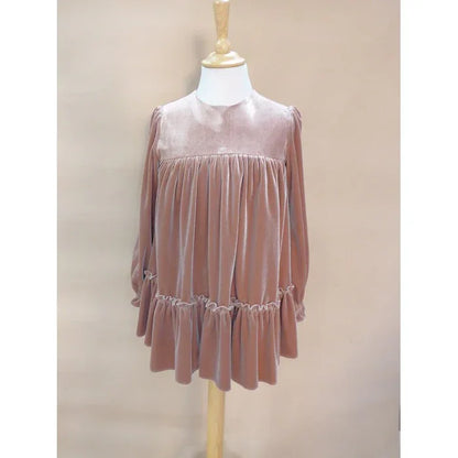 Vestido terciopelo rosa "Lienzo" - PARDALETS