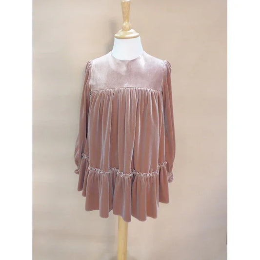 Vestido terciopelo rosa "Lienzo" - PARDALETS