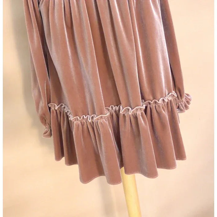 Vestido terciopelo rosa "Lienzo" - PARDALETS