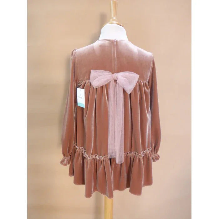 Vestido terciopelo rosa "Lienzo" - PARDALETS