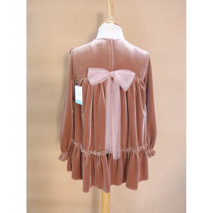 Vestido terciopelo rosa "Lienzo" - PARDALETS