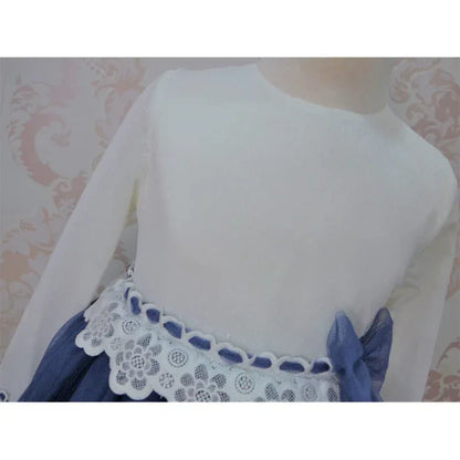 Vestido tul beig y azul marino con lazo - PARDALETS