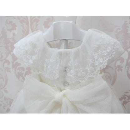 Vestido tul blanco roto con puntilla bordada - PARDALETS