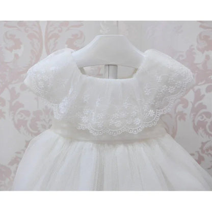 Vestido tul blanco roto con puntilla bordada - PARDALETS
