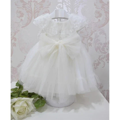 Vestido tul blanco roto con puntilla bordada - PARDALETS