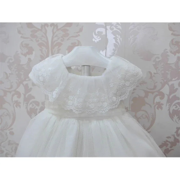 Vestido tul blanco roto con puntilla bordada - PARDALETS