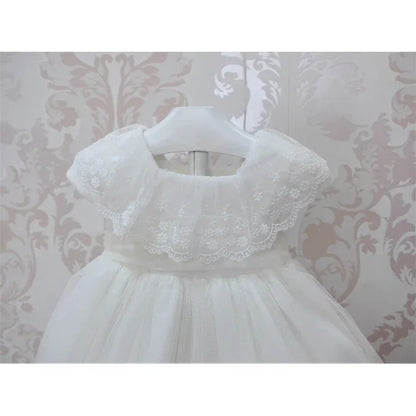 Vestido tul blanco roto con puntilla bordada - PARDALETS