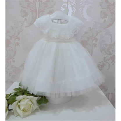 Vestido tul blanco roto con puntilla bordada - PARDALETS