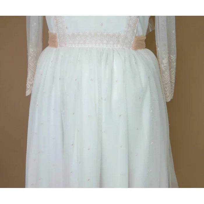 Vestido tul bordado salmón Deva - PARDALETS