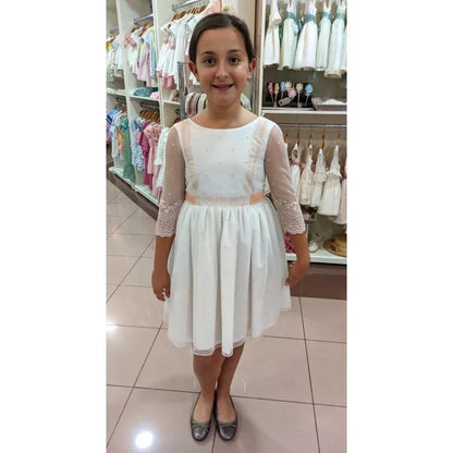 Vestido tul bordado salmón Deva - PARDALETS