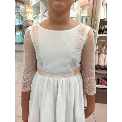 Vestido tul bordado salmón Deva - PARDALETS