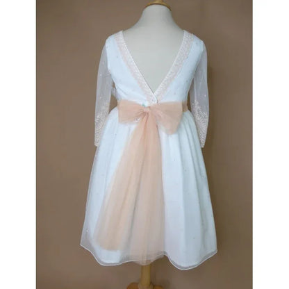 Vestido tul bordado salmón Deva - PARDALETS