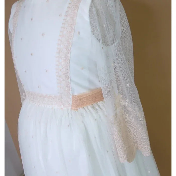 Vestido tul bordado salmón Deva - PARDALETS