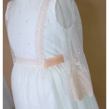 Vestido tul bordado salmón Deva - PARDALETS