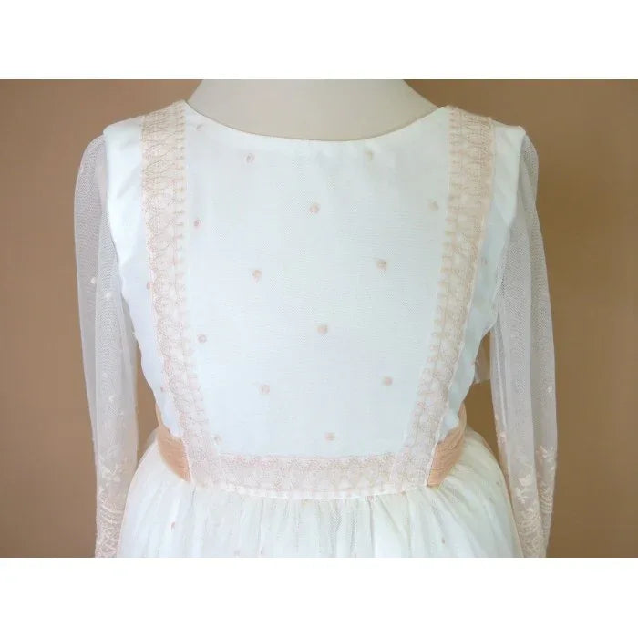 Vestido tul bordado salmón Deva - PARDALETS