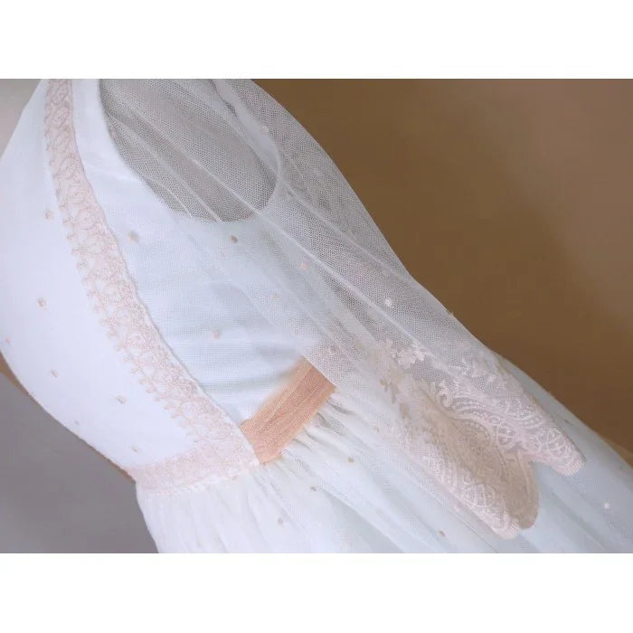 Vestido tul bordado salmón Deva - PARDALETS