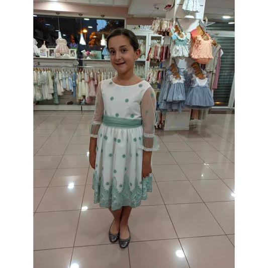 Vestido tul bordado verde Eire - PARDALETS