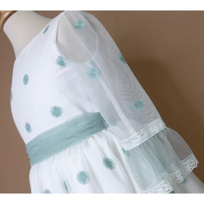 Vestido tul bordado verde Eire - PARDALETS