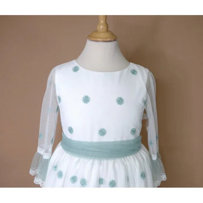 Vestido tul bordado verde Eire - PARDALETS