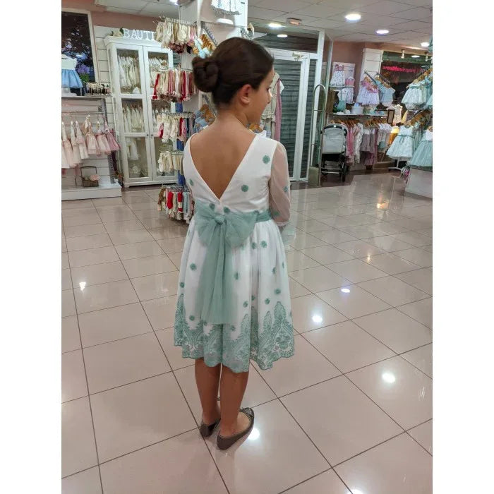 Vestido tul bordado verde Eire - PARDALETS