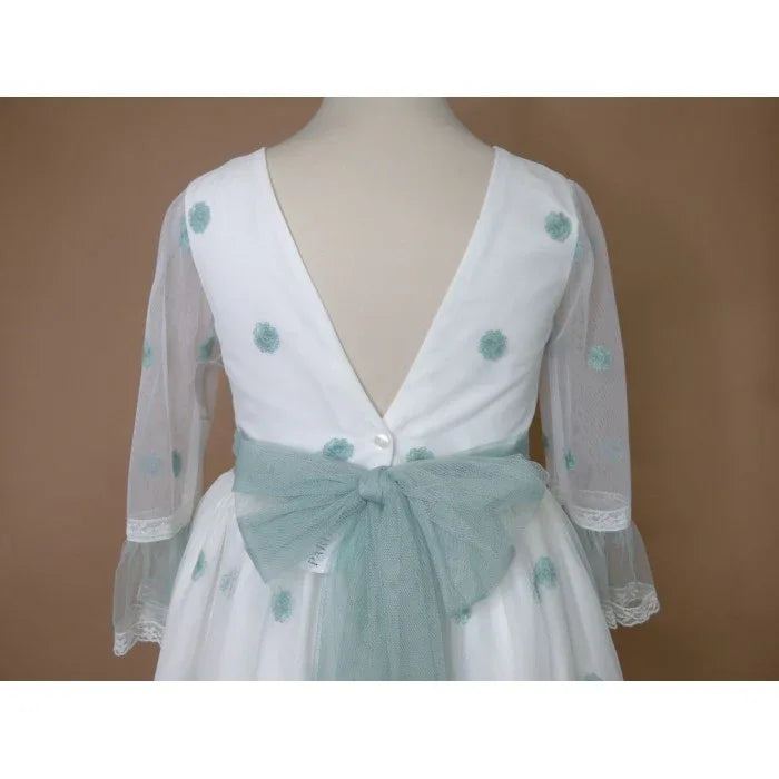 Vestido tul bordado verde Eire - PARDALETS