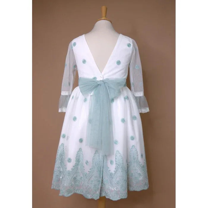 Vestido tul bordado verde Eire - PARDALETS