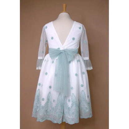 Vestido tul bordado verde Eire - PARDALETS