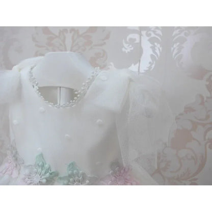 Vestido tul de plumeti blanco roto y puntilla guipur - PARDALETS