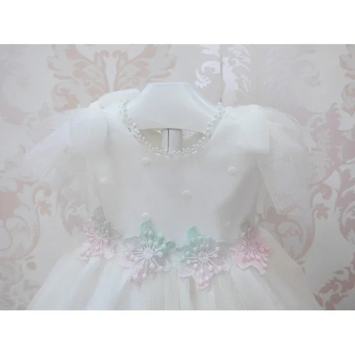 Vestido tul de plumeti blanco roto y puntilla guipur - PARDALETS