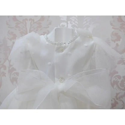Vestido tul de plumeti blanco roto y puntilla guipur - PARDALETS
