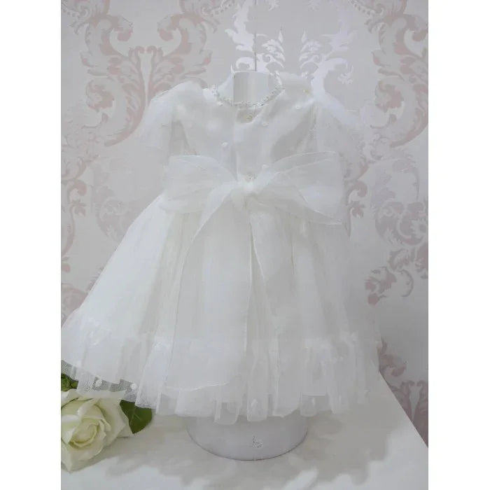 Vestido tul de plumeti blanco roto y puntilla guipur - PARDALETS