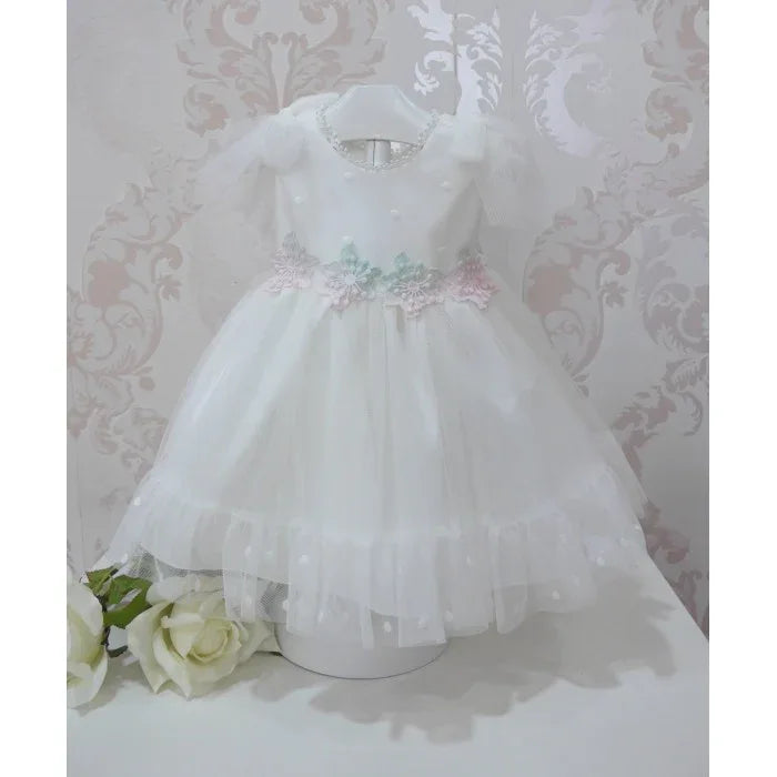 Vestido tul de plumeti blanco roto y puntilla guipur - PARDALETS