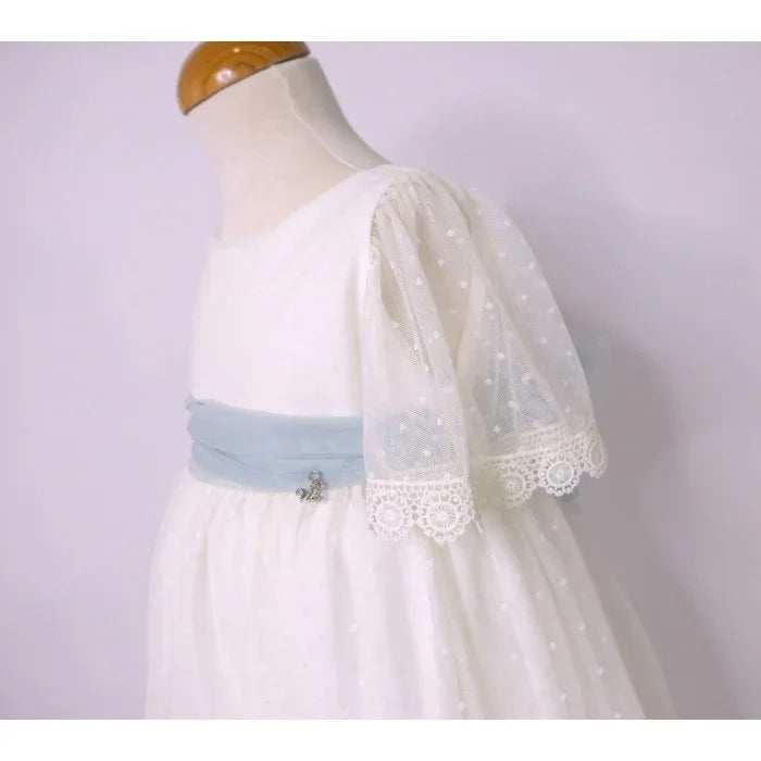 Vestido tul de plumeti fajin verde claro - PARDALETS