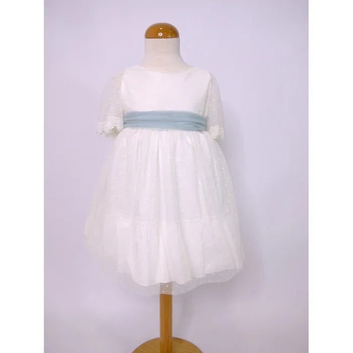 Vestido tul de plumeti fajin verde claro - PARDALETS