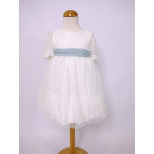 Vestido tul de plumeti fajin verde claro - PARDALETS