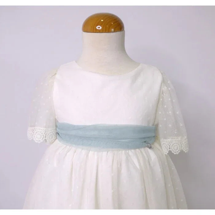 Vestido tul de plumeti fajin verde claro - PARDALETS