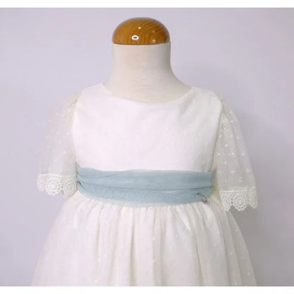 Vestido tul de plumeti fajin verde claro - PARDALETS