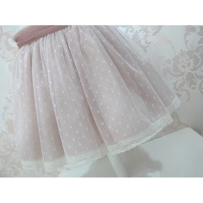 Vestido tul de plumeti rosa empolvado sin mangas - PARDALETS