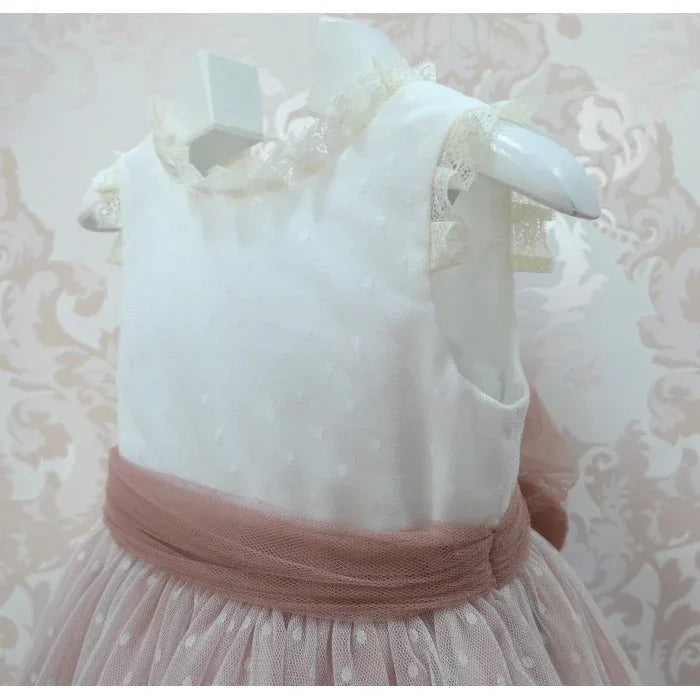 Vestido tul de plumeti rosa empolvado sin mangas - PARDALETS