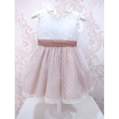 Vestido tul de plumeti rosa empolvado sin mangas - PARDALETS