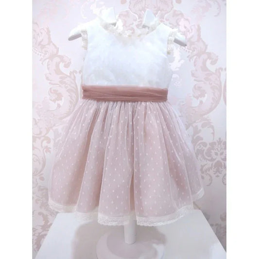 Vestido tul de plumeti rosa empolvado sin mangas - PARDALETS