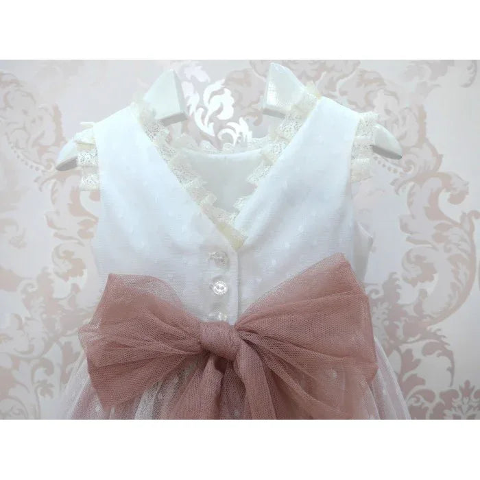 Vestido tul de plumeti rosa empolvado sin mangas - PARDALETS