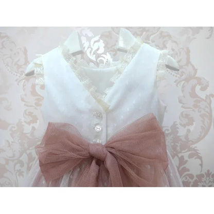 Vestido tul de plumeti rosa empolvado sin mangas - PARDALETS