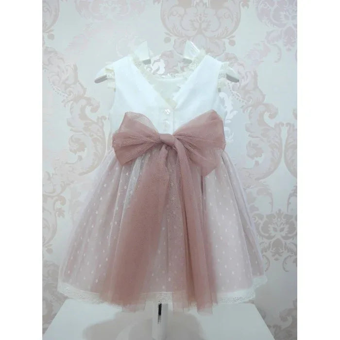 Vestido tul de plumeti rosa empolvado sin mangas - PARDALETS