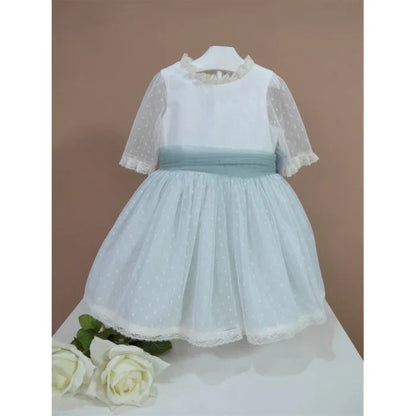 Vestido tul verde manga francesa - PARDALETS