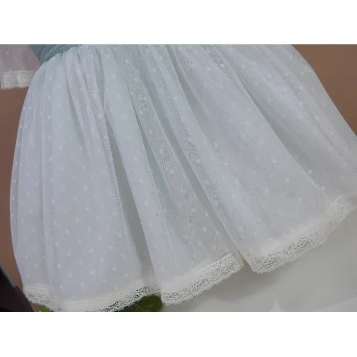 Vestido tul verde manga francesa - PARDALETS