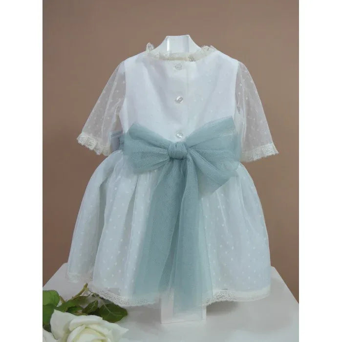 Vestido tul verde manga francesa - PARDALETS